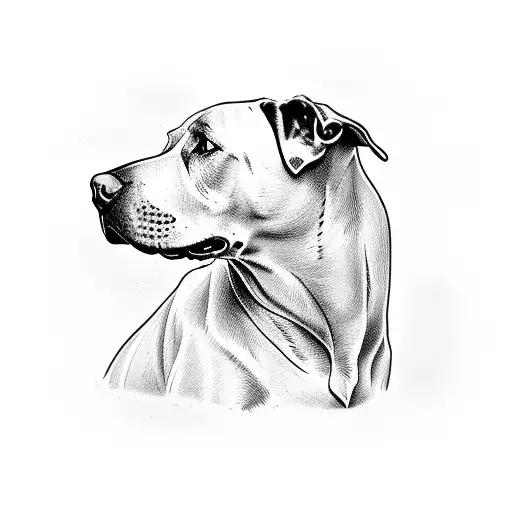  old pit bull sittingon the floor with blue eyes tattoo design idea