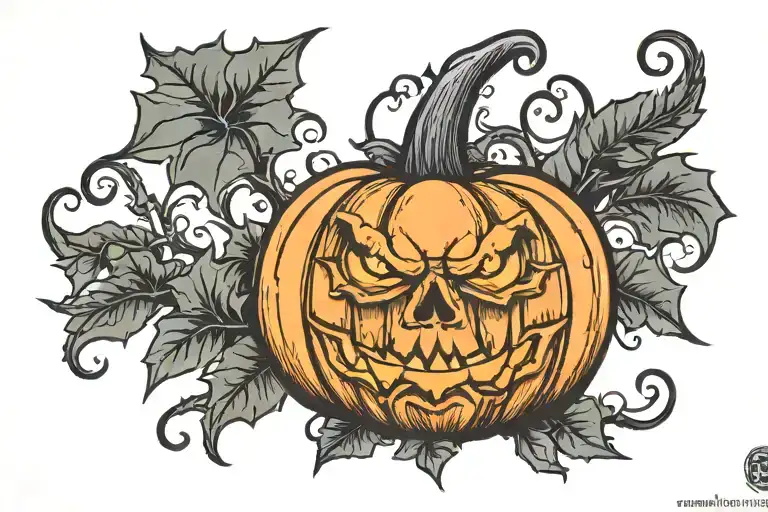 halloween pumpkin tattoo design idea