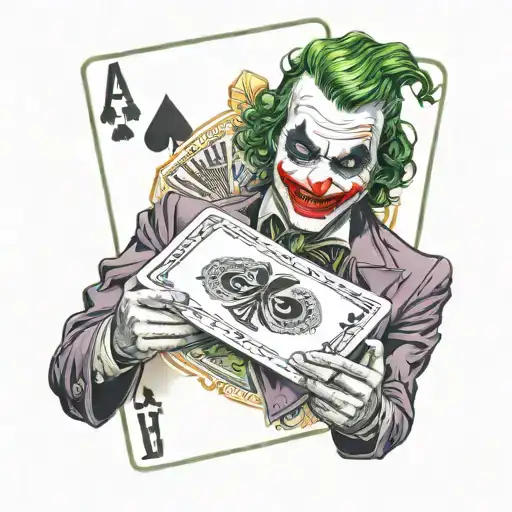 joker holding ace of spades cards  tattoo design idea