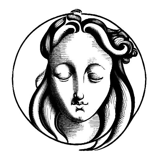 Boticelli's venus head in the friend's frame tattoo design idea