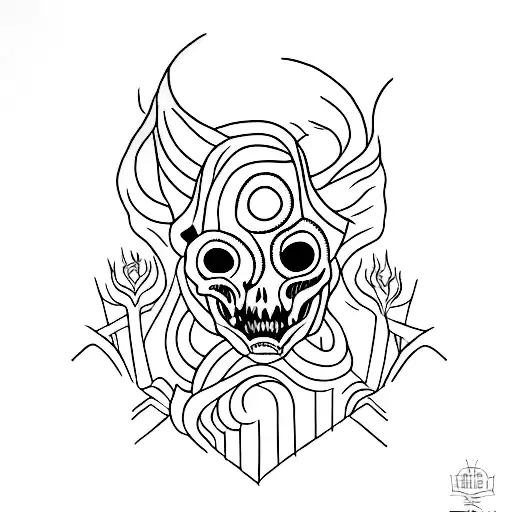 Create a minimalist tattoo that represents the dark and mysterious side of production, incorporating elements of horror. tattoo design idea