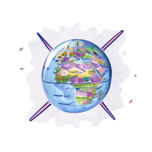 travel, globe, sustainable, flowers tattoo design idea