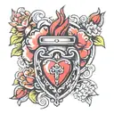 Sacred heart shaped lock tattoo design idea