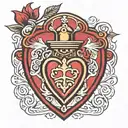 Sacred heart shaped lock tattoo design idea