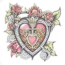 Sacred heart shaped lock tattoo design idea