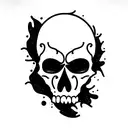 skull covered in flames all around tattoo design idea