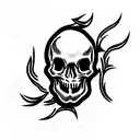 skull covered in flames all around tattoo design idea
