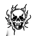 skull covered in flames all around tattoo design idea