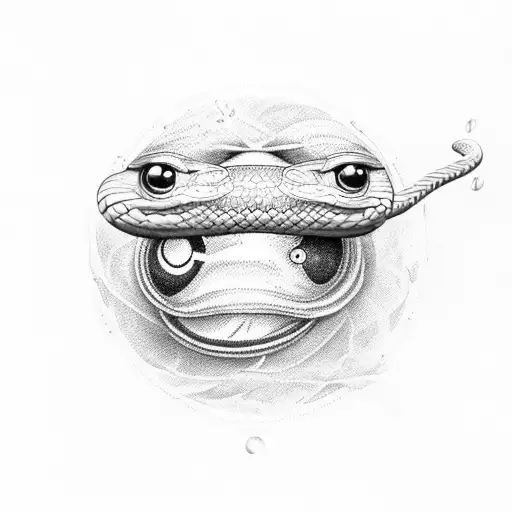 flying eye with snake tattoo design idea