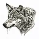 wolf with half face missing showing skull tattoo design idea