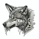 wolf with half face missing showing skull tattoo design idea