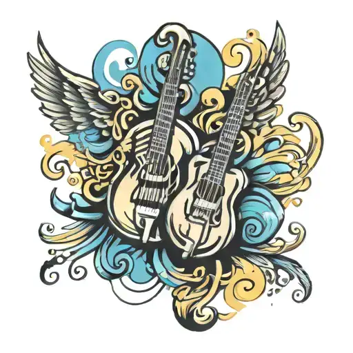 music notes good and evil and angels   tattoo design idea