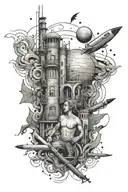 architecture, astronomy, Independence, being strong, the sea and cigarettes tattoo design idea