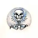 a skeleton holding a syringe with blood in it tattoo design idea