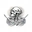 a skeleton holding a syringe with blood in it tattoo design idea