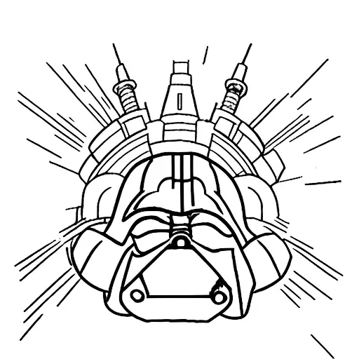 darth vader and mickey in front of disney castle in marvel universe tattoo design idea