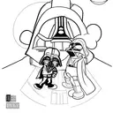 darth vader and mickey in front of disney castle in marvel universe tattoo design idea