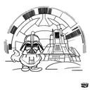 darth vader and mickey in front of disney castle in marvel universe tattoo design idea