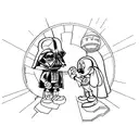 darth vader and mickey in front of disney castle in marvel universe tattoo design idea