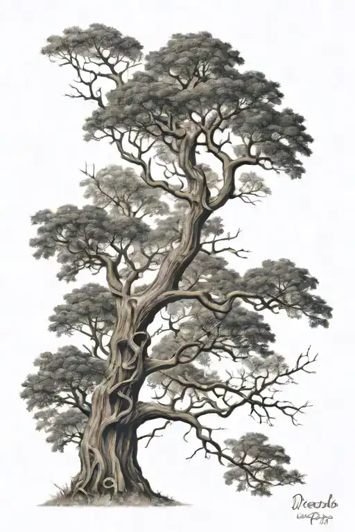 leafless tree with names on the branch  tattoo design idea