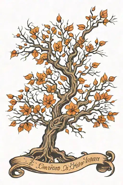 leafless tree with names on the branch  tattoo design idea