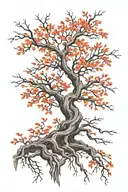 leafless tree with names on the branch  tattoo design idea