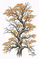 leafless tree with names on the branch  tattoo design idea