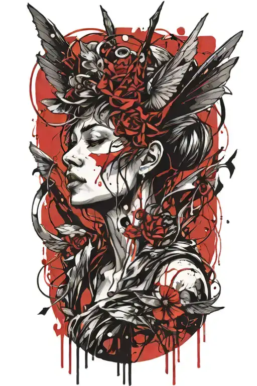 ethereal  crying fairy tattoo design idea
