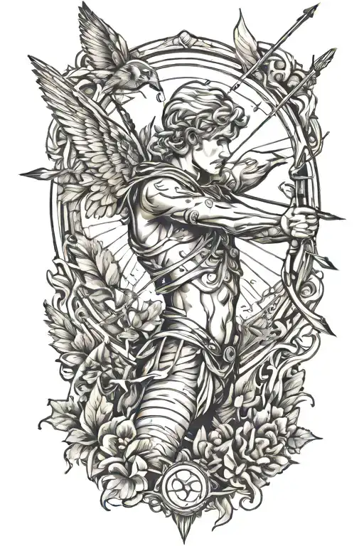 Eros shooting arrow tattoo design idea