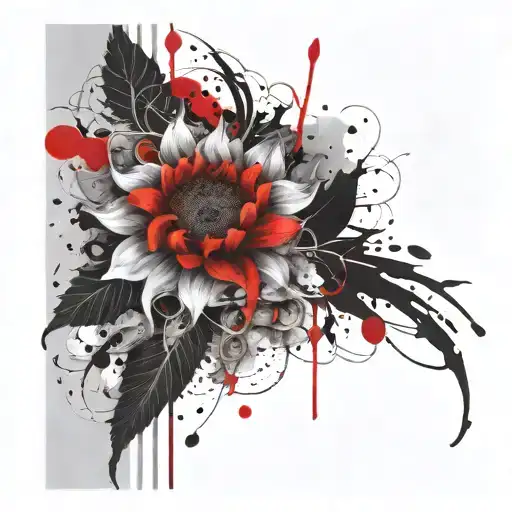 ethereal sunflower flames tattoo design idea