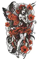 screaming crying fairy tattoo design idea