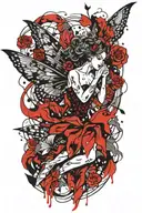 screaming crying fairy tattoo design idea