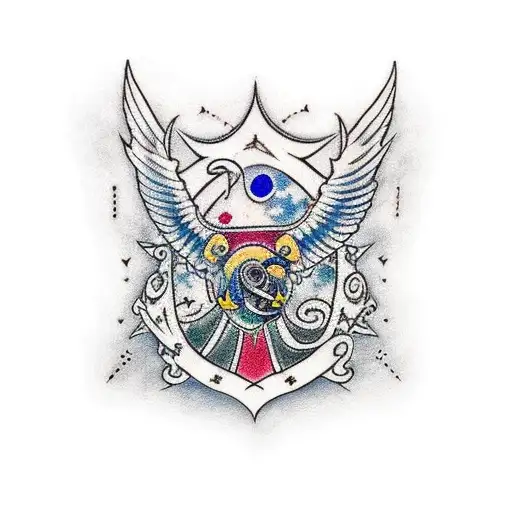 A traditional tattoo of the Diadem of Ravenclaw surrounded by intricate filigree tattoo design idea