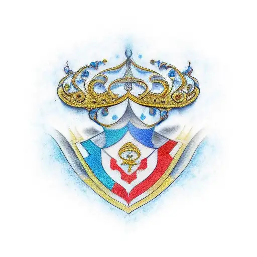 A traditional tattoo of the Diadem of Ravenclaw surrounded by intricate filigree tattoo design idea