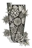 patchwork sleeve tattoo design idea