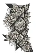 patchwork sleeve tattoo design idea