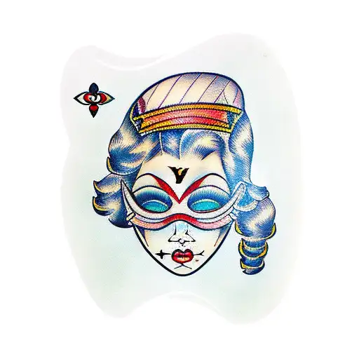 girl with mask louis vuitton tattoo design idea