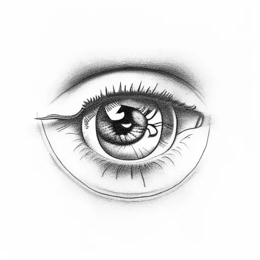 3/4 view camera with eye tattoo design idea