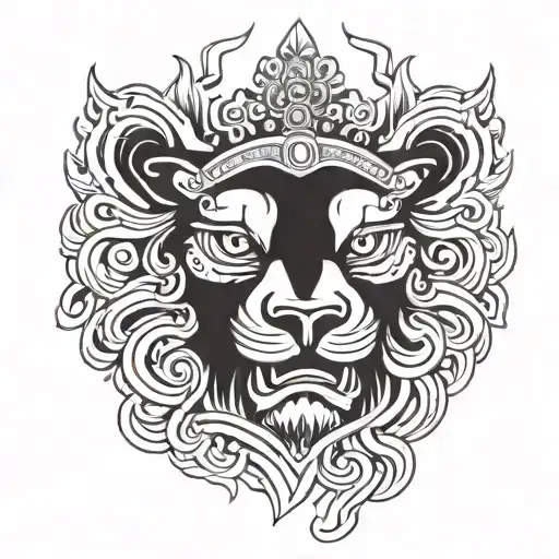Tibetan snow lion head tattoo design idea