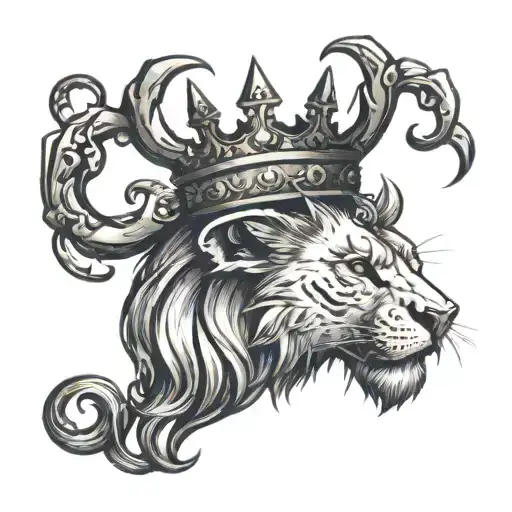 lion with thorn crown tattoo design idea
