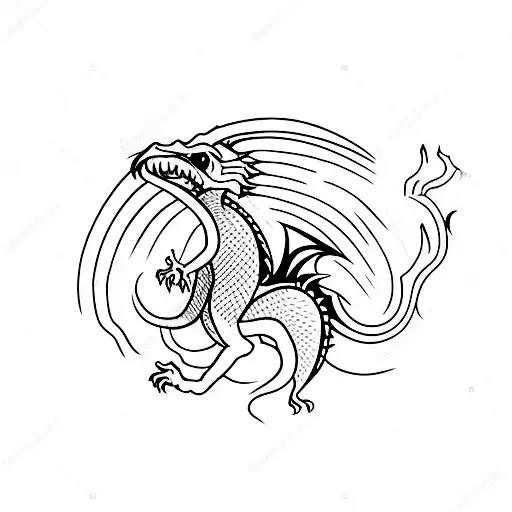 A minimalist tattoo of a dragon perched on a computer chip tattoo design idea