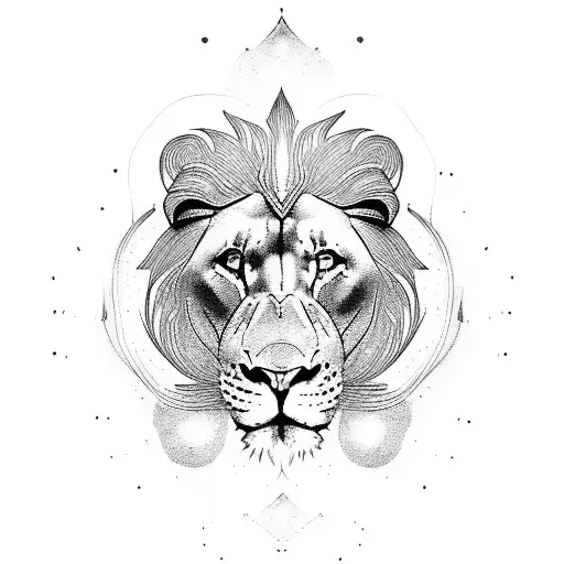 femail Lion, leo, lotus, H, L, spiritual symbols,  tattoo design idea