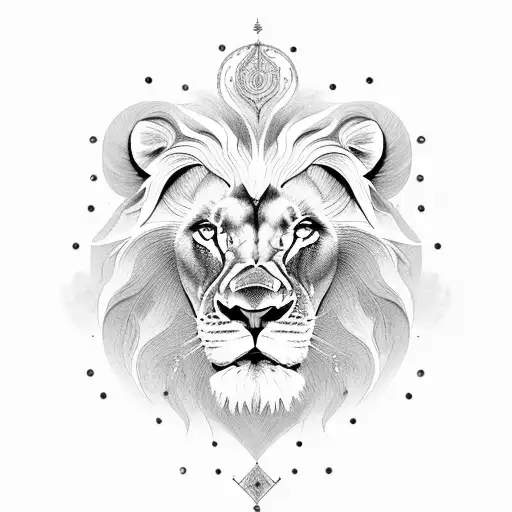 Lion, leo, lotus, H, L, spiritual symbols,  tattoo design idea