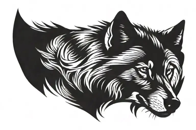 wolf looking forward tattoo design idea
