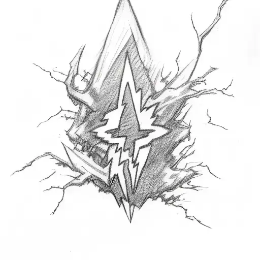 Lightning Bolt Sketch Of A Tattoo With A Lot Of Thin And Long Black And White tattoo design idea