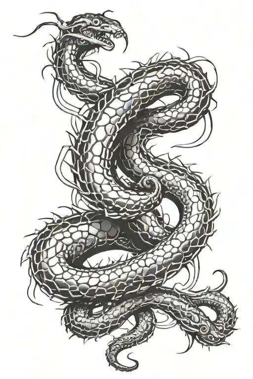snake wrapping around a leg sheding its skin transforming into centipede tattoo design idea
