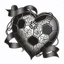 A heart-shaped football with the initials of family members as the laces tattoo design idea