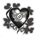 A heart-shaped football with the initials of family members as the laces tattoo design idea