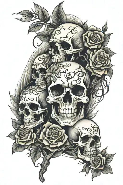 skull tattoo family tree father mother son son daughter tattoo design idea
