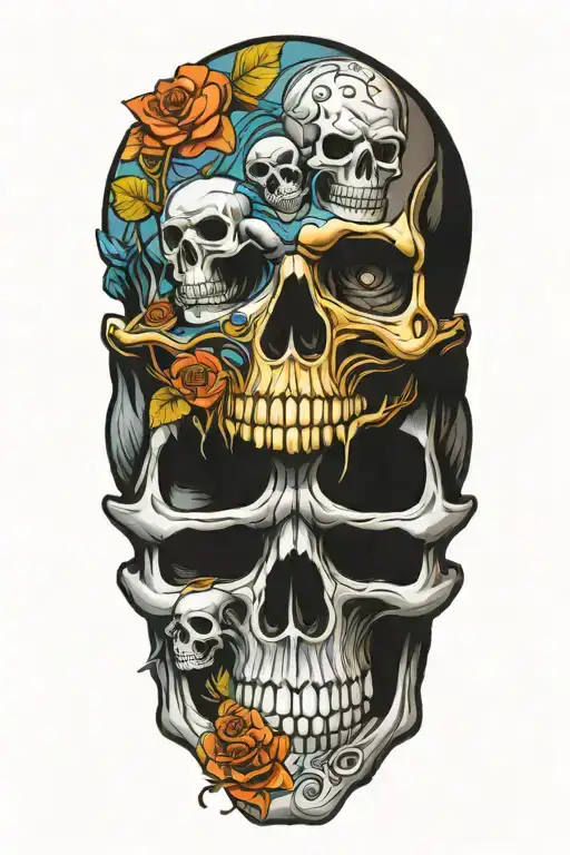 skull tattoo family tree father mother son son daughter tattoo design idea